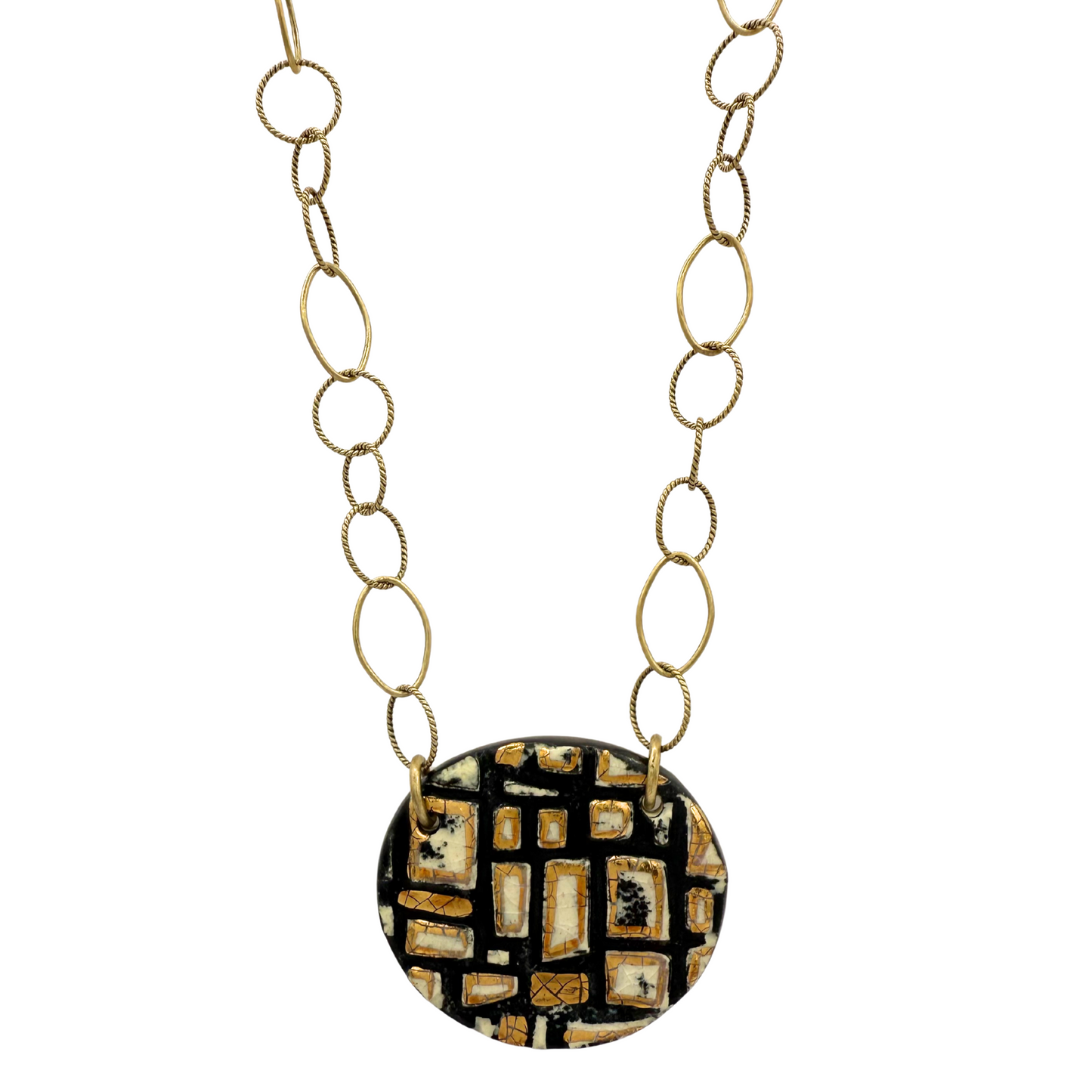 Black, White & Gold Ceramic Necklace
