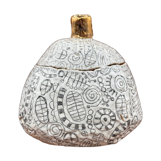 White Abstract Pattern Ceramic Box