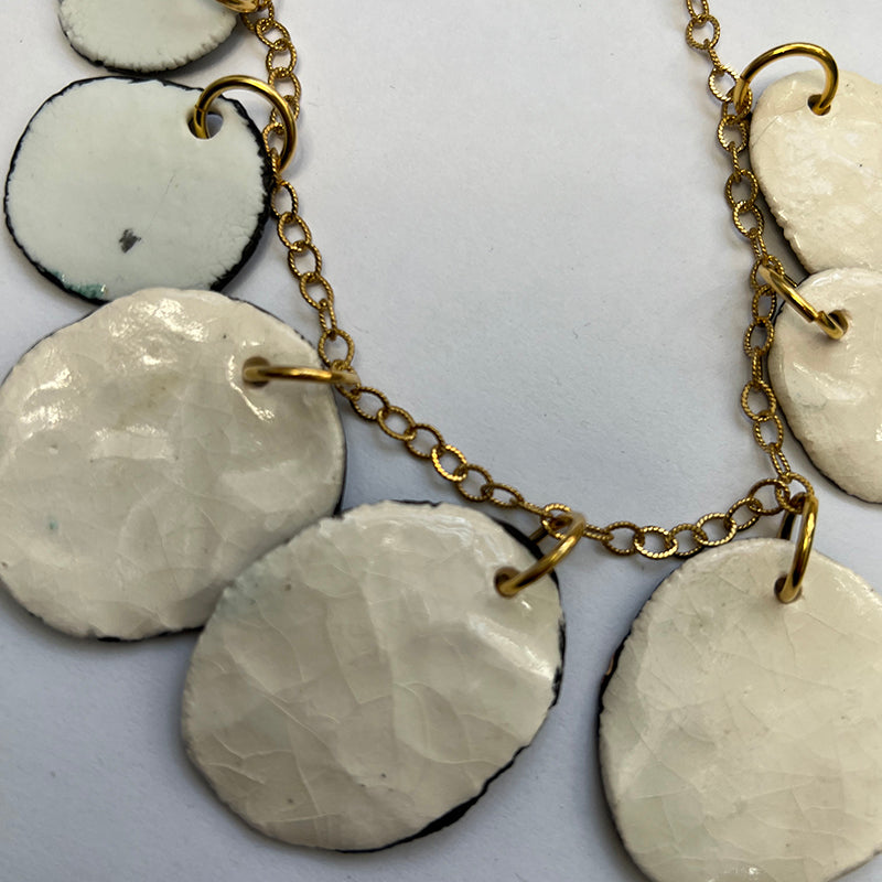 Black, White, & Gold Porcelain Circle Necklace