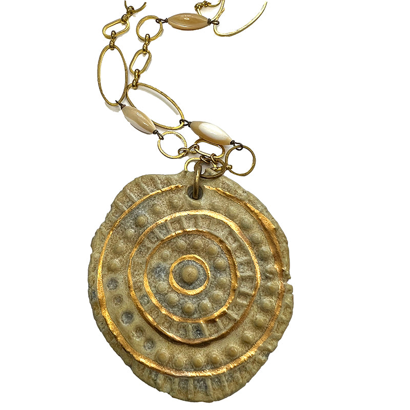 Gold Ceramic Medallion Necklace