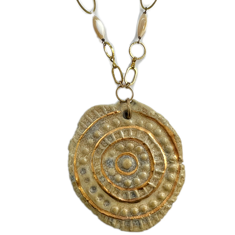 Gold Ceramic Medallion Necklace