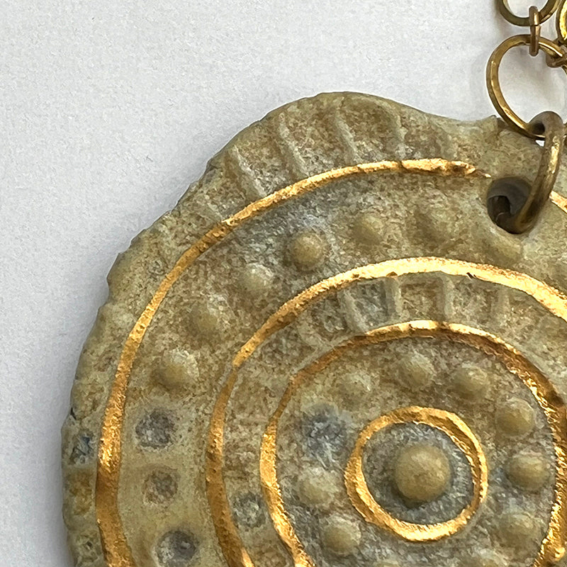 Gold Ceramic Medallion Necklace
