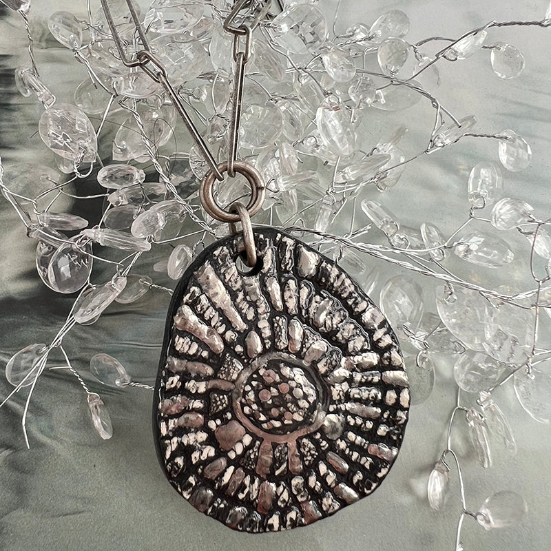 Black & Silver Extra Long Ceramic Necklace