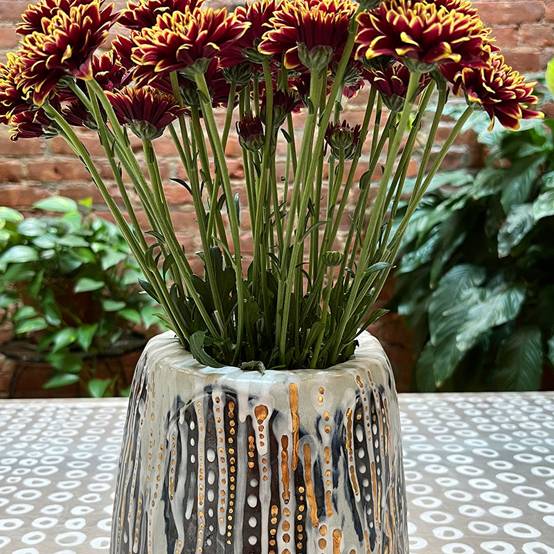 White and Gold Ceramic Glazed Vase