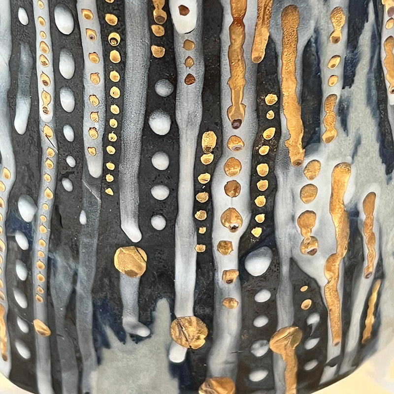 White and Gold Ceramic Glazed Vase