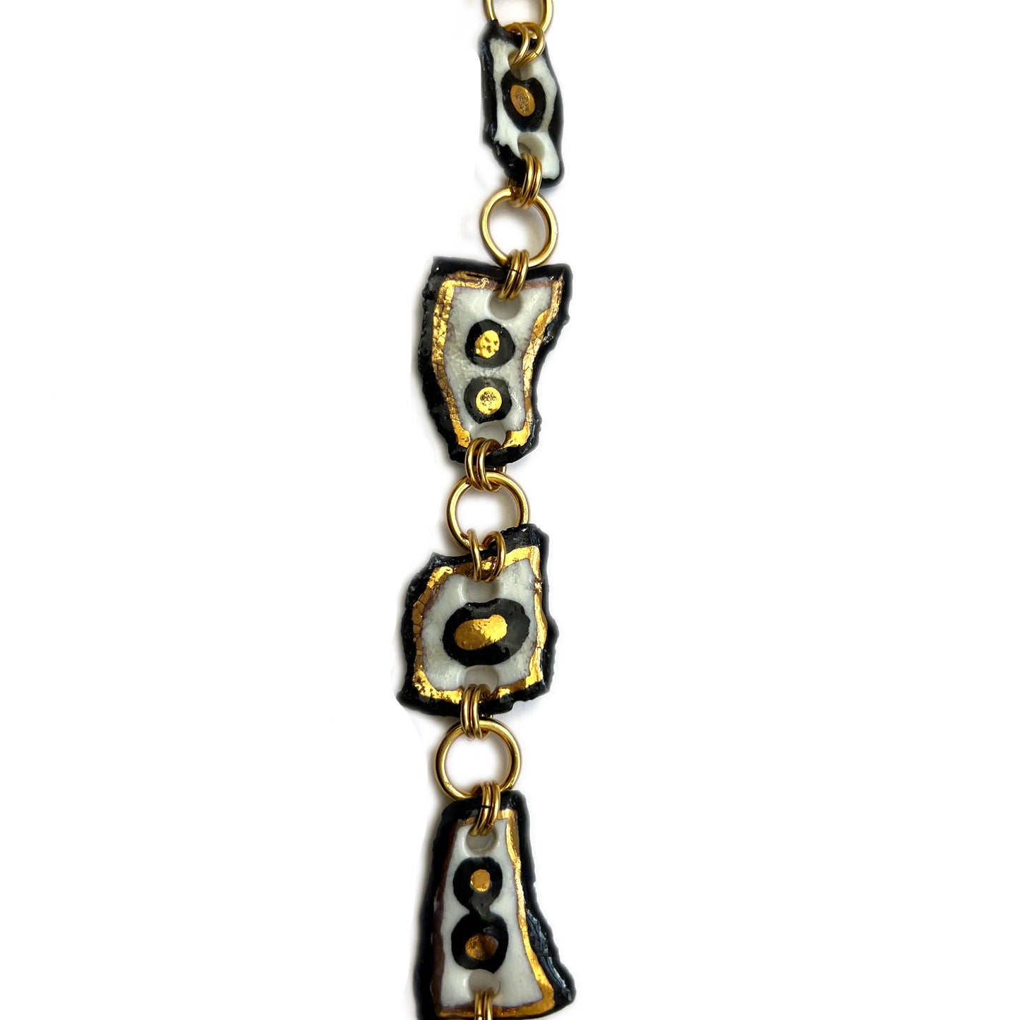 Black, White, & Gold Porcelain Charm Bracelet