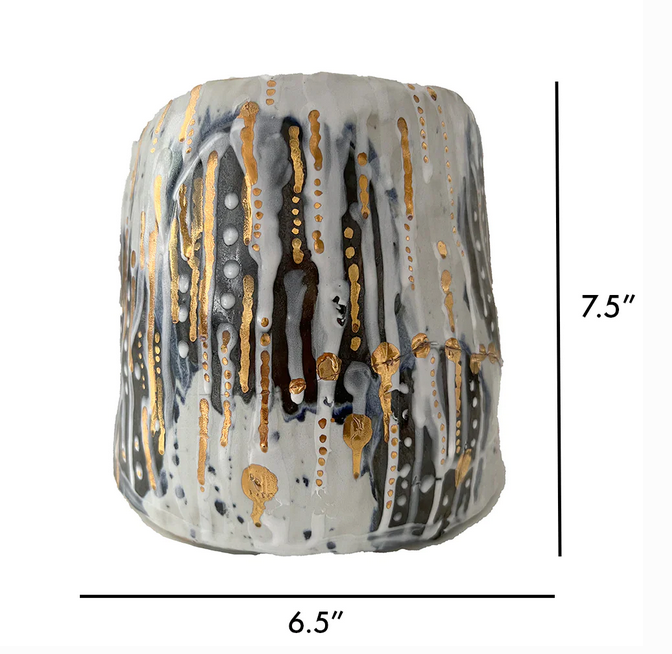 White and Gold Ceramic Glazed Vase