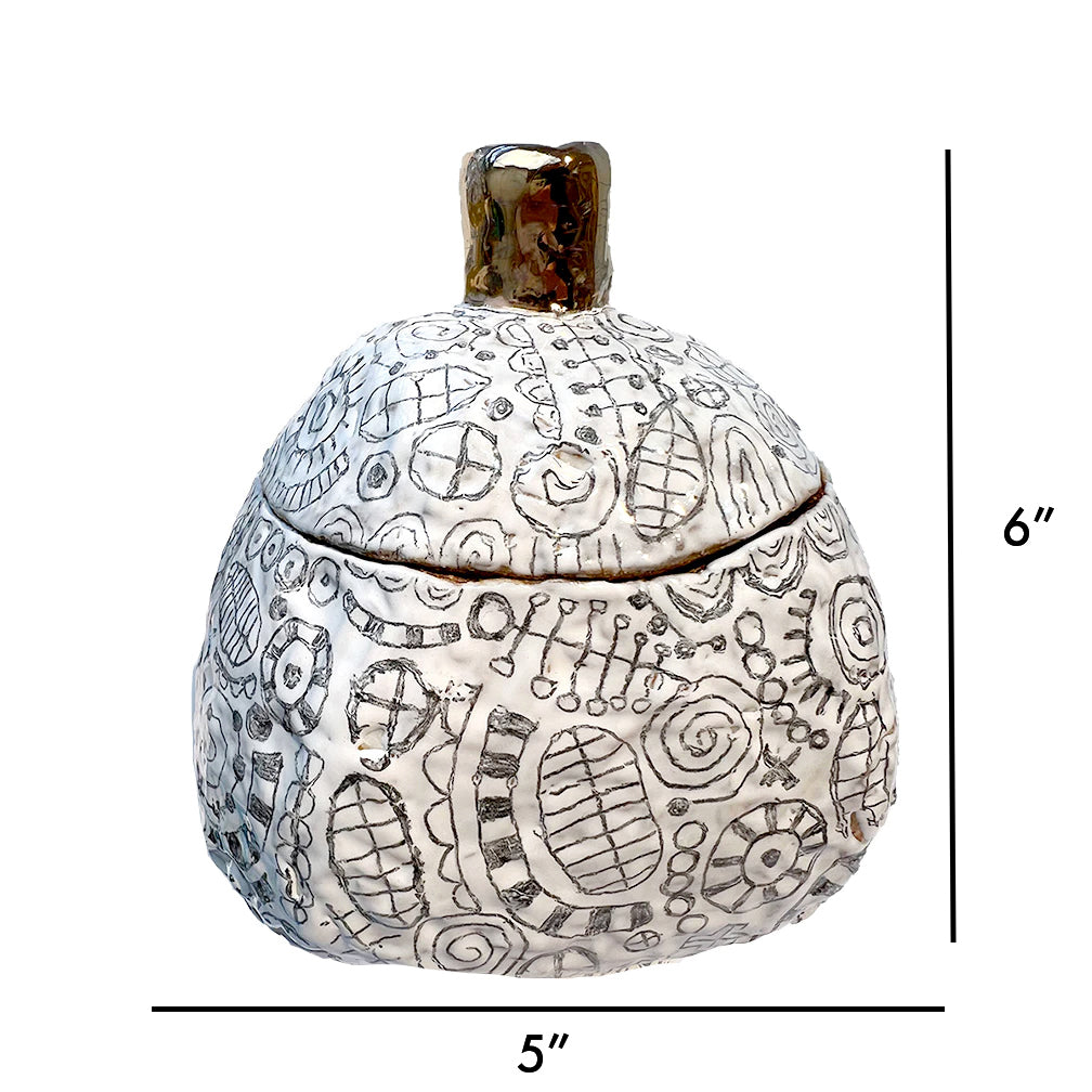 White Abstract Pattern Ceramic Box