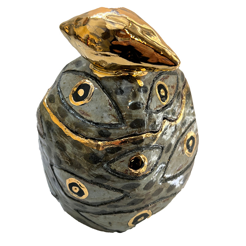 Grey and Gold Eye Ceramic Box