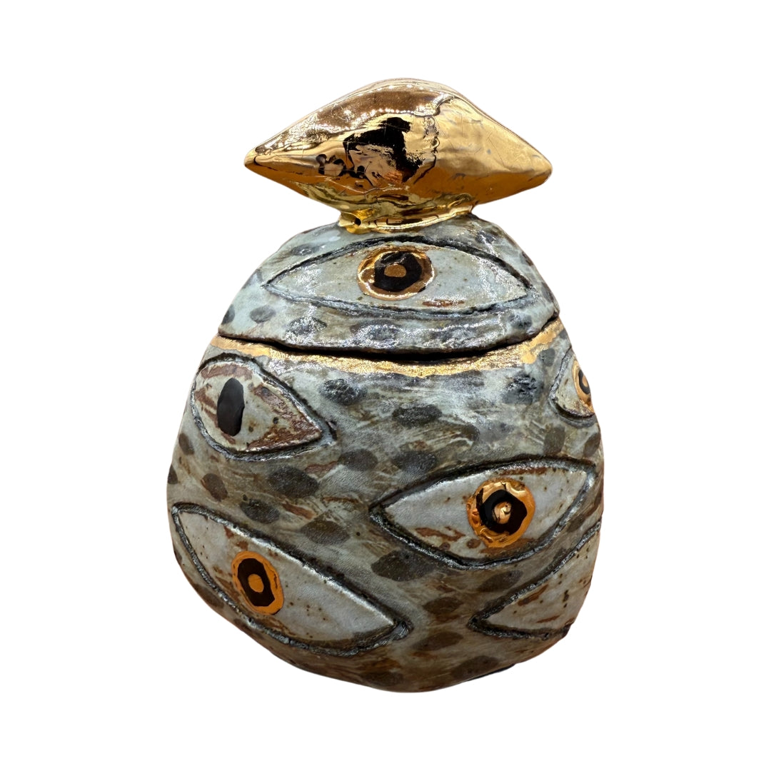 Grey and Gold Eye Ceramic Box