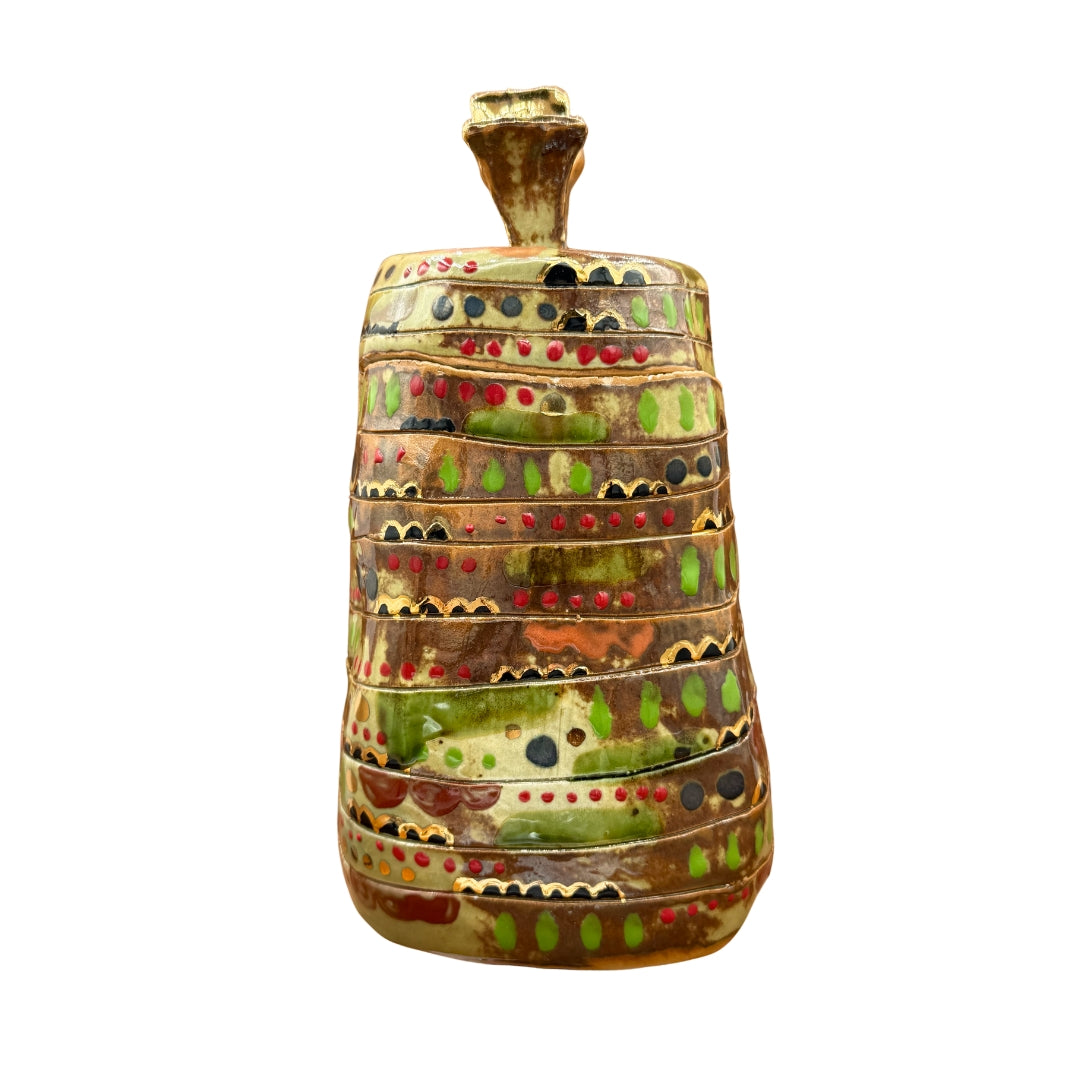 Tall Green and Gold Ceramic Box