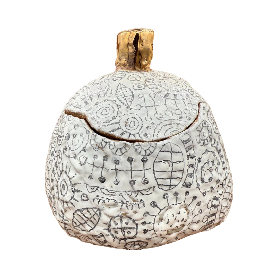 White Abstract Pattern Ceramic Box
