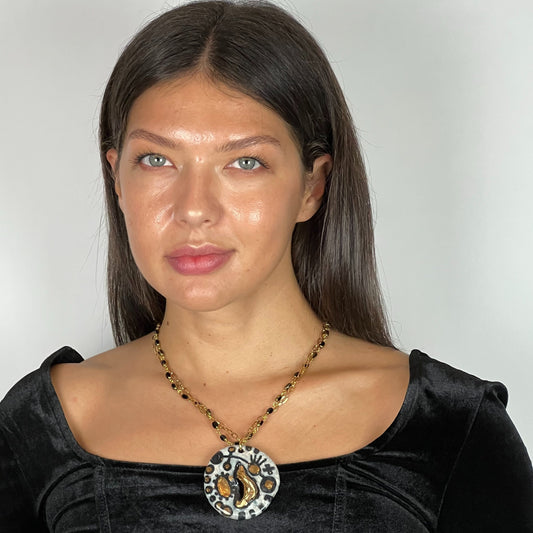 Black and Gold Ceramic Necklace