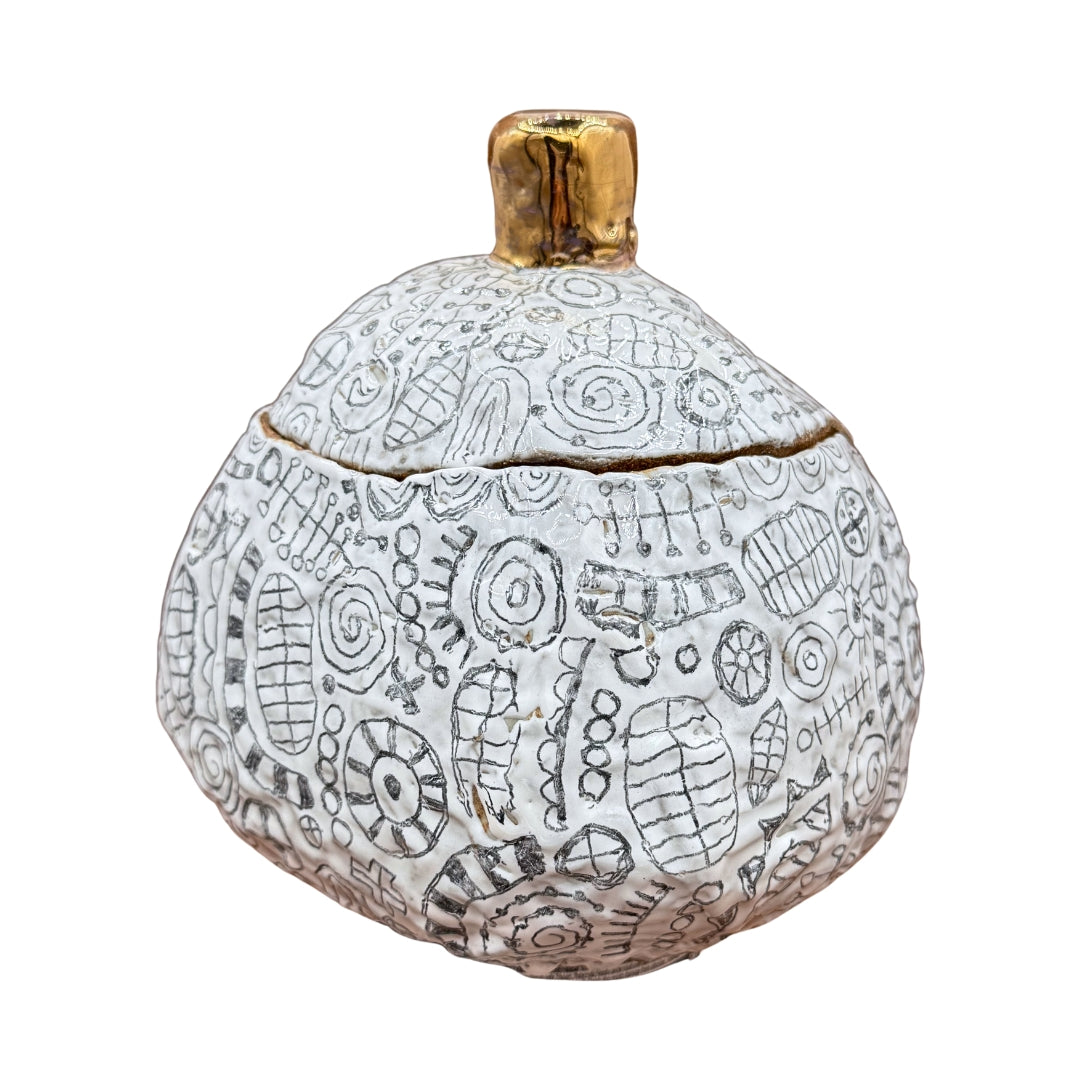 White Abstract Pattern Ceramic Box