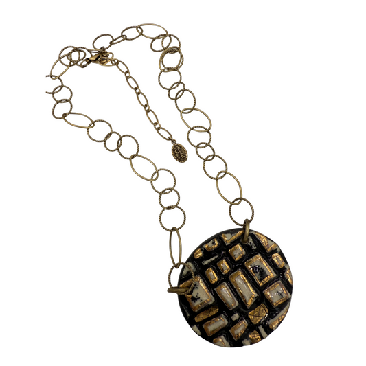 Black, White & Gold Ceramic Necklace