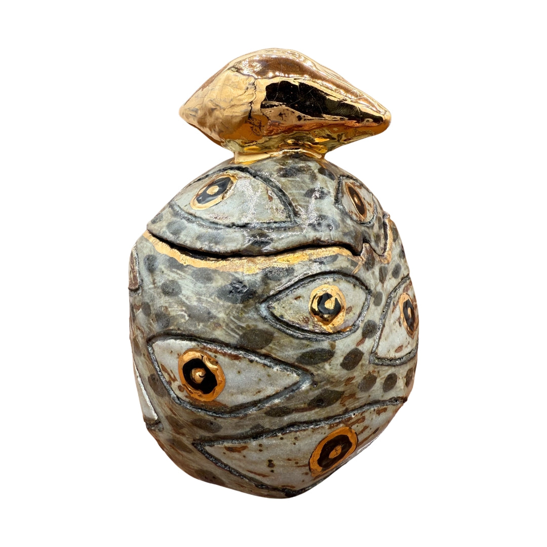 Grey and Gold Eye Ceramic Box