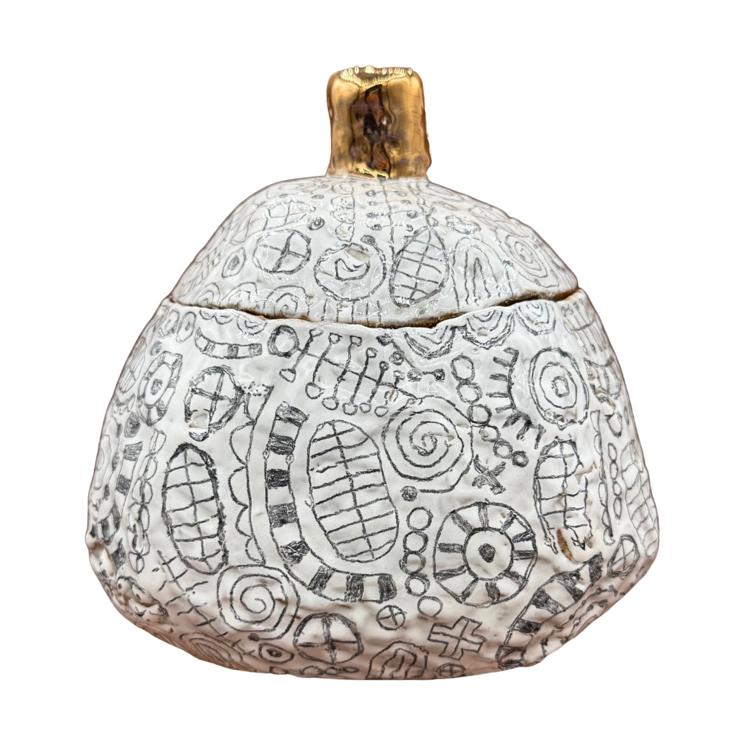 White Abstract Pattern Ceramic Box
