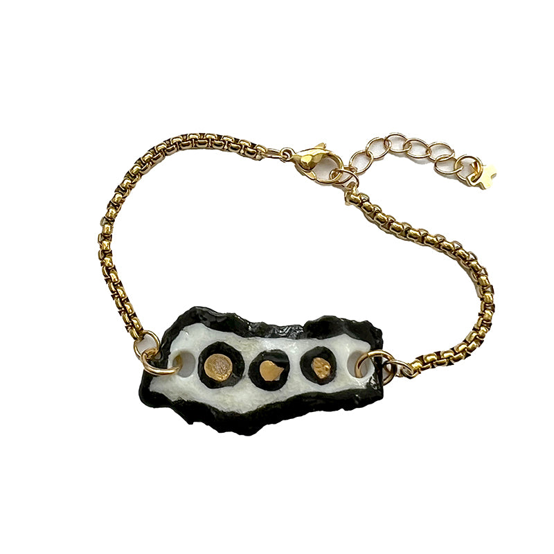 Black, White, & Gold Porcelain Bracelet