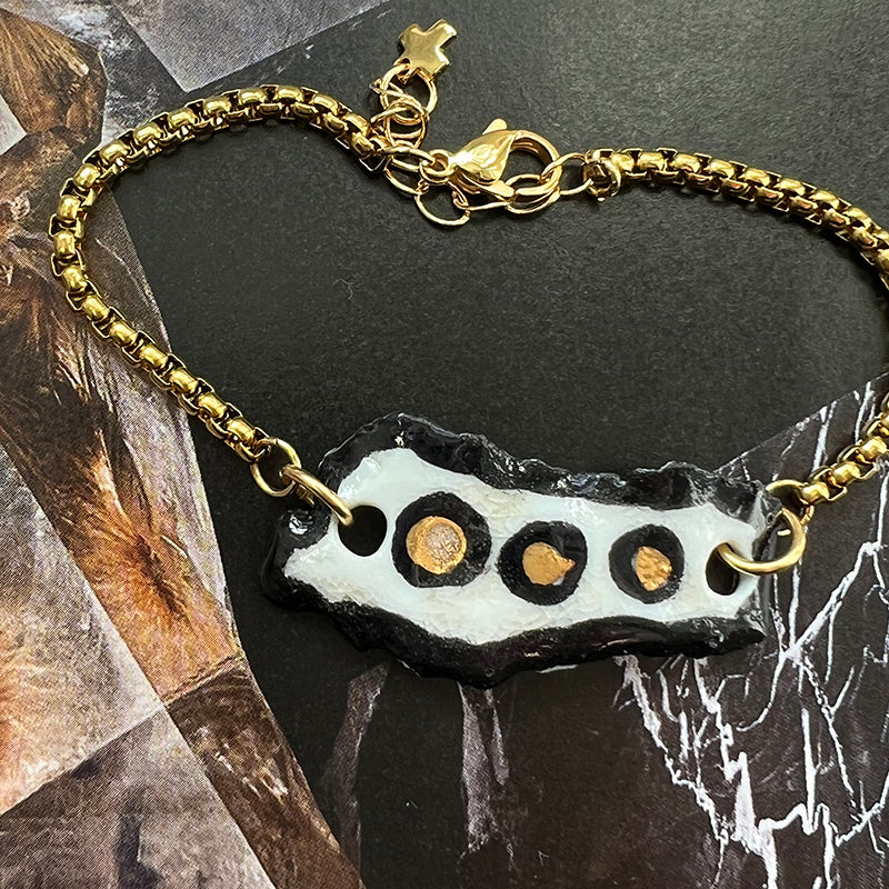 Black, White, & Gold Porcelain Bracelet