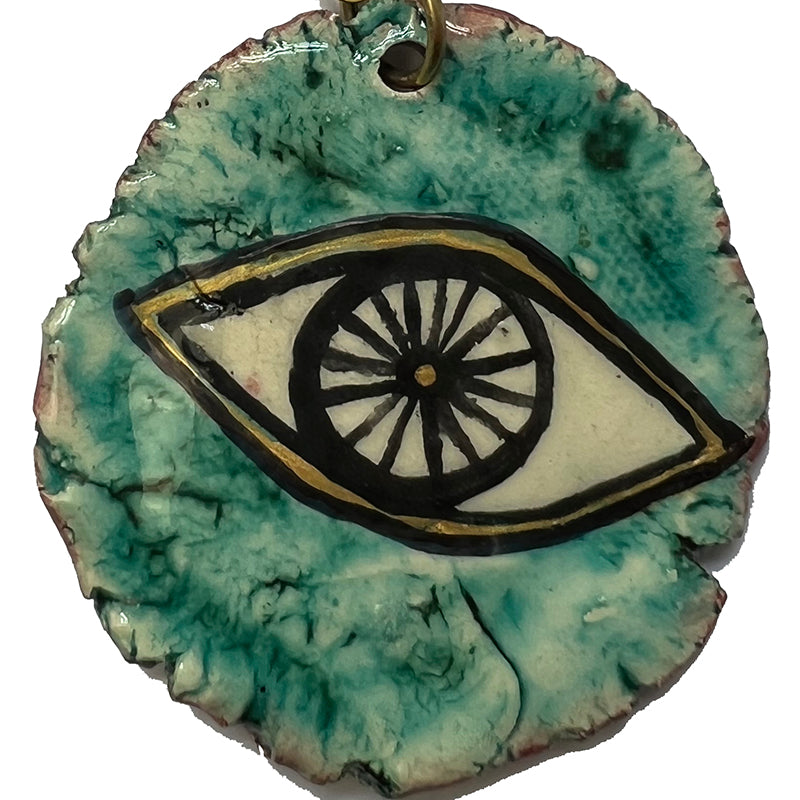 Teal Ceramic Eye Necklace