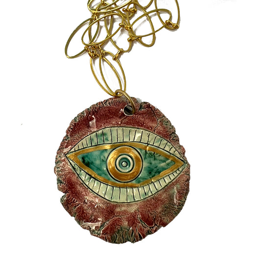 Red Ceramic Eye Necklace