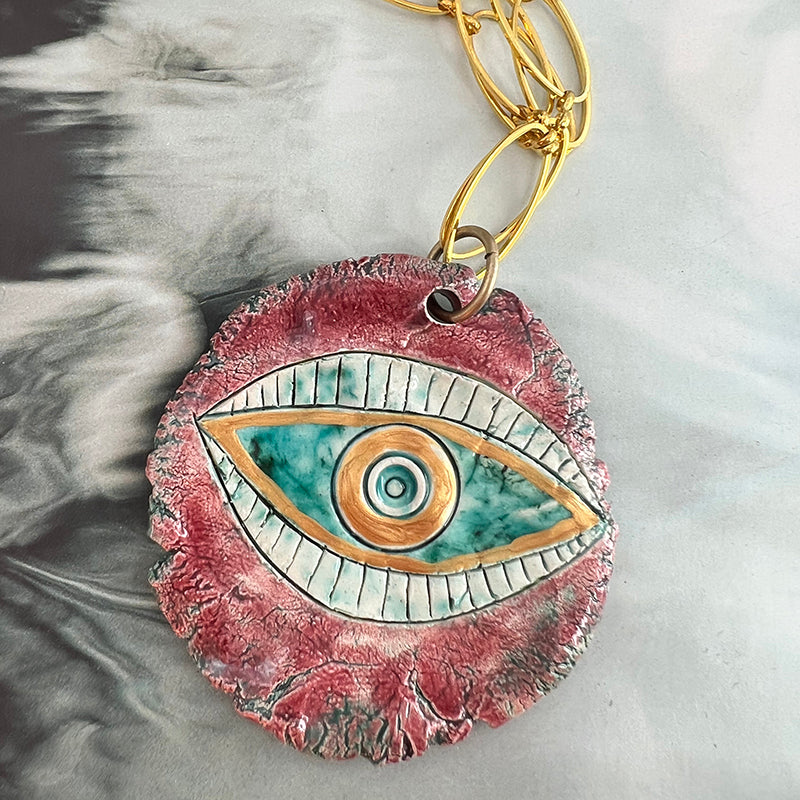 Red Ceramic Eye Necklace