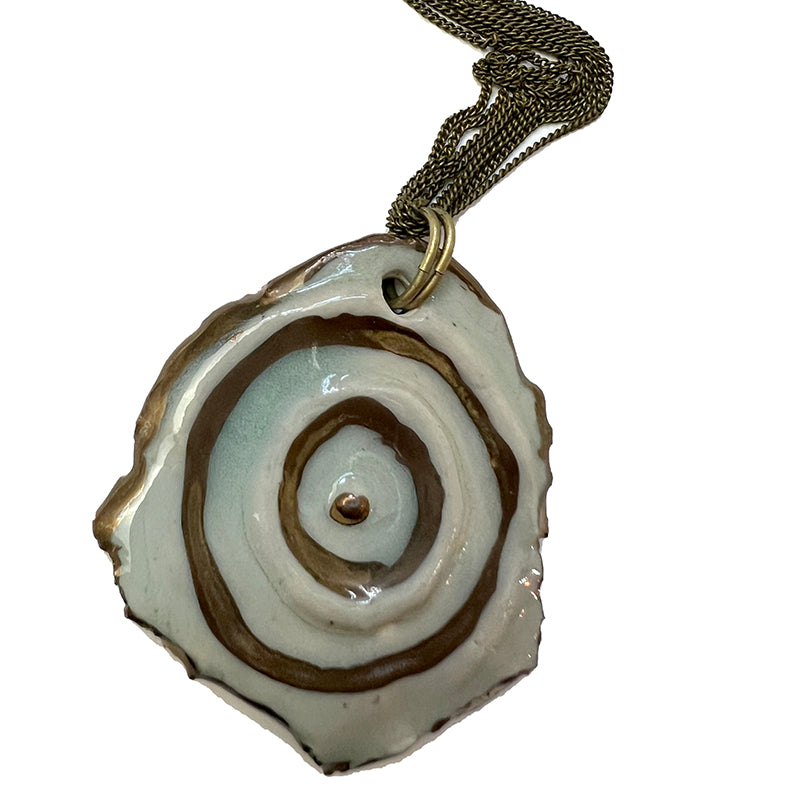 Celadon Swirl Ceramic Pendant Necklace