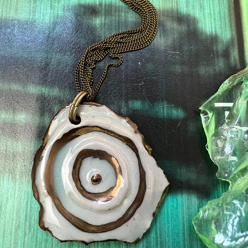 Celadon Swirl Ceramic Pendant Necklace