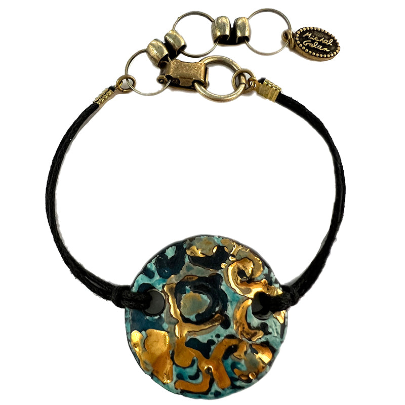 Teal & Gold Circle Ceramic Bracelet