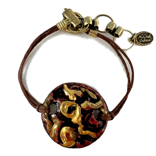 Red and Gold Circle Ceramic Bracelet