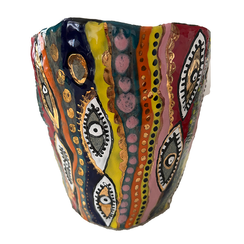 Multicolor Abstract Eye Vase