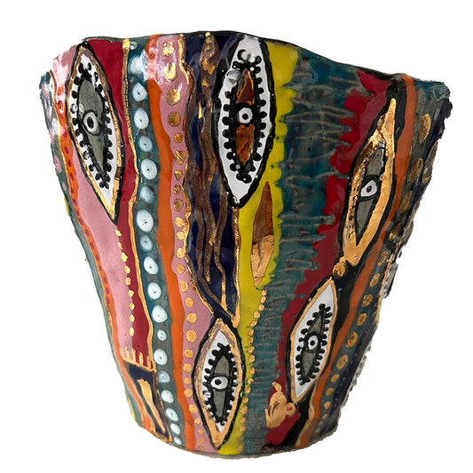 Multicolor Abstract Eye Vase