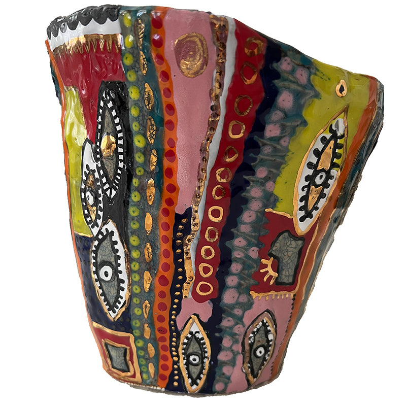 Multicolor Abstract Eye Vase