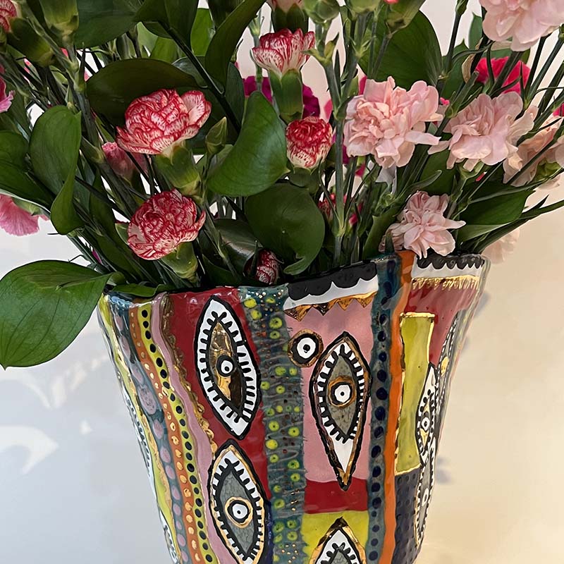 Multicolor Abstract Eye Vase