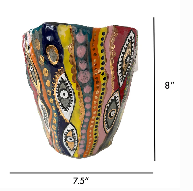 Multicolor Abstract Eye Vase