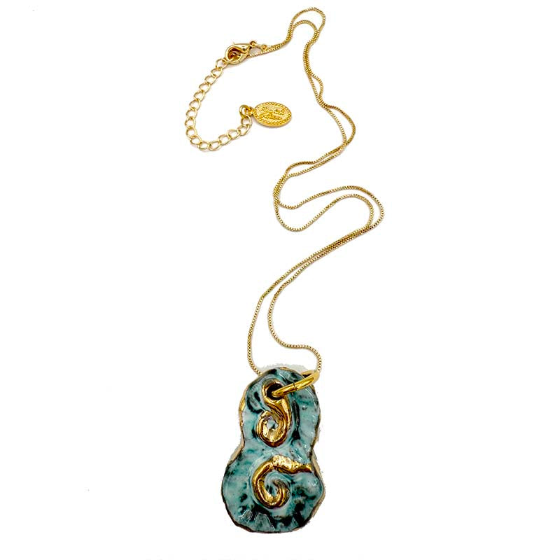 Turquoise & Gold Ceramic Shard Necklace