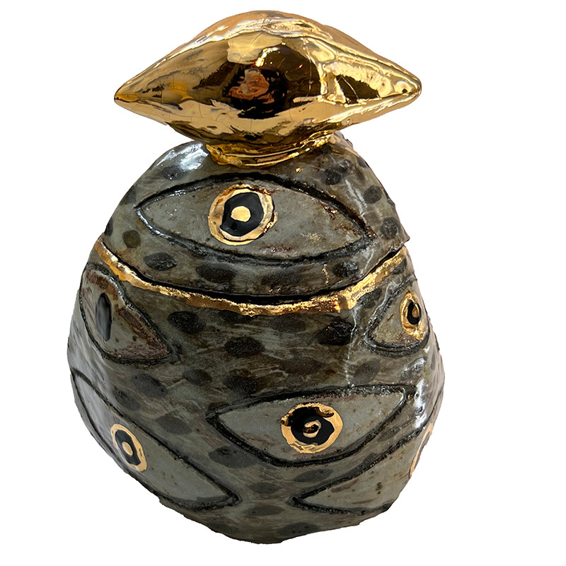 Grey and Gold Eye Ceramic Box