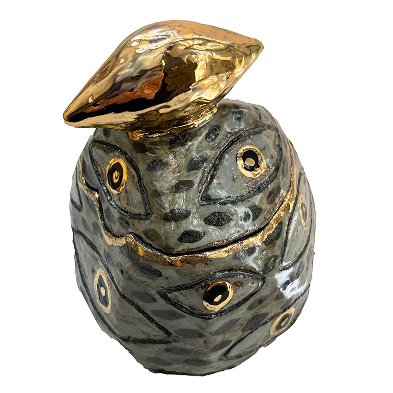 Grey and Gold Eye Ceramic Box